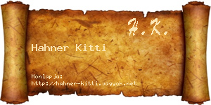 Hahner Kitti névjegykártya